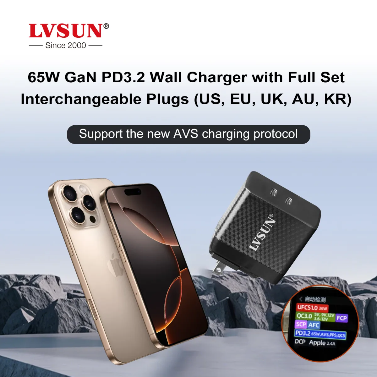 LVSUN stellt 65-W-GaN-Ladegerät mit USB PD 3.2 AVS für das iPhone 18 Pro vor