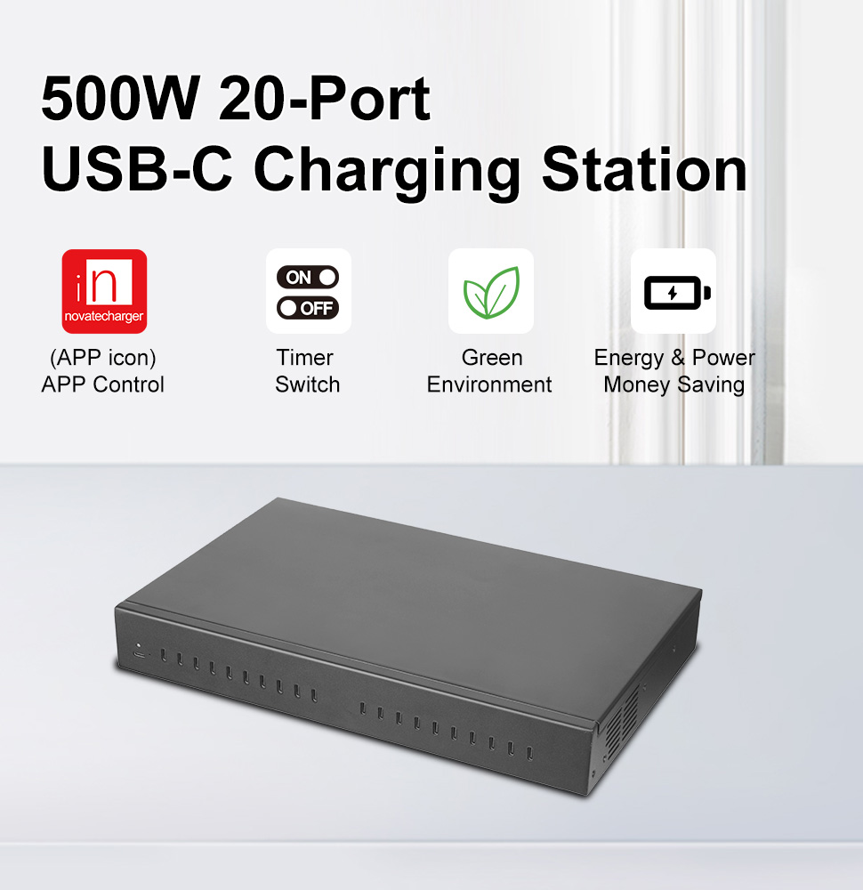 20-port USB-C charging station