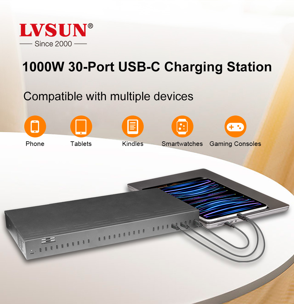 1000W 30-Port USB-C Charging Station